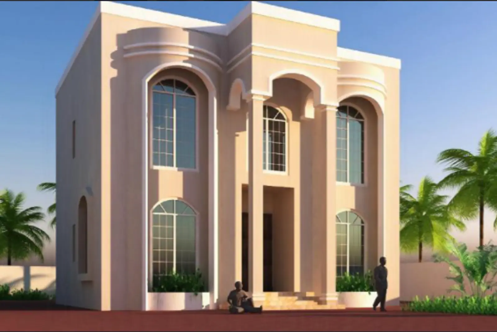 A completed Miles villa in Dubai with an arched entrance portico